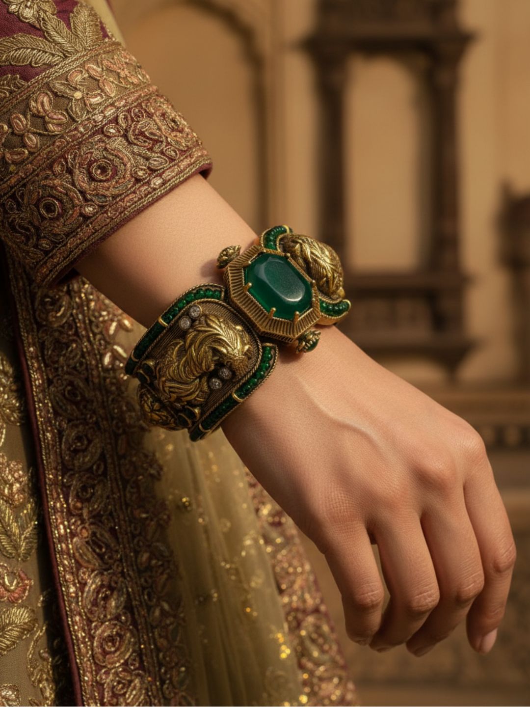 Ishhaara Sabyasachi Inspired Bengal Tiger Doublette Stones Broad Kada
