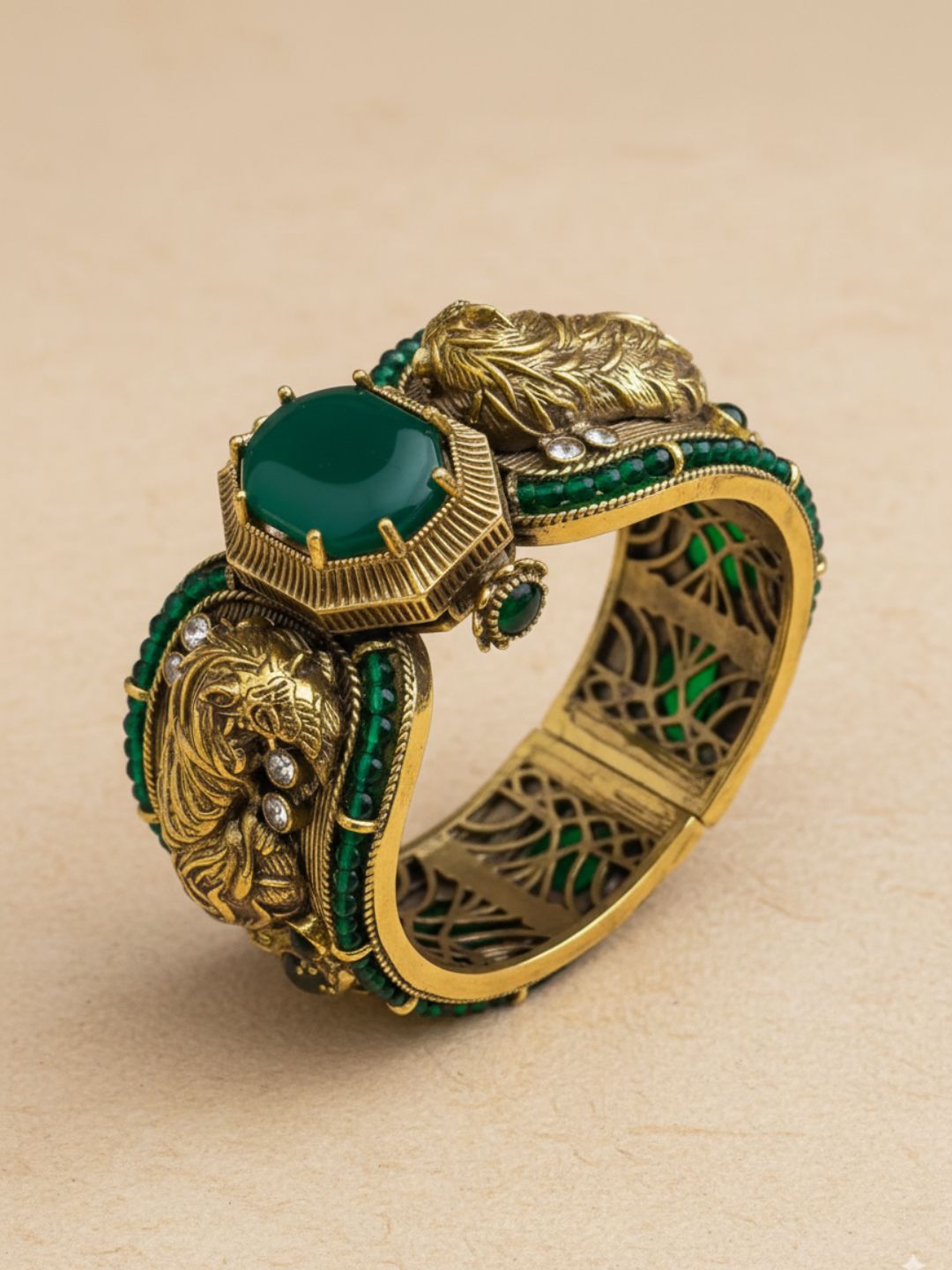 Ishhaara Sabyasachi Inspired Bengal Tiger Doublette Stones Broad Kada