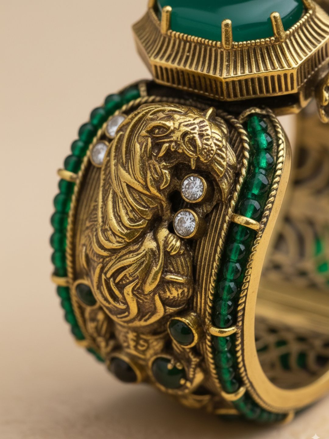 Ishhaara Sabyasachi Inspired Bengal Tiger Doublette Stones Broad Kada