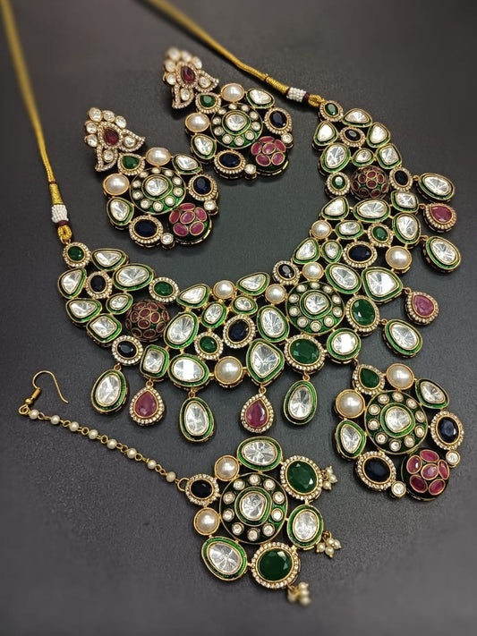 Ishhaara Sabyasachi Inspired Premium Polki Necklace Set