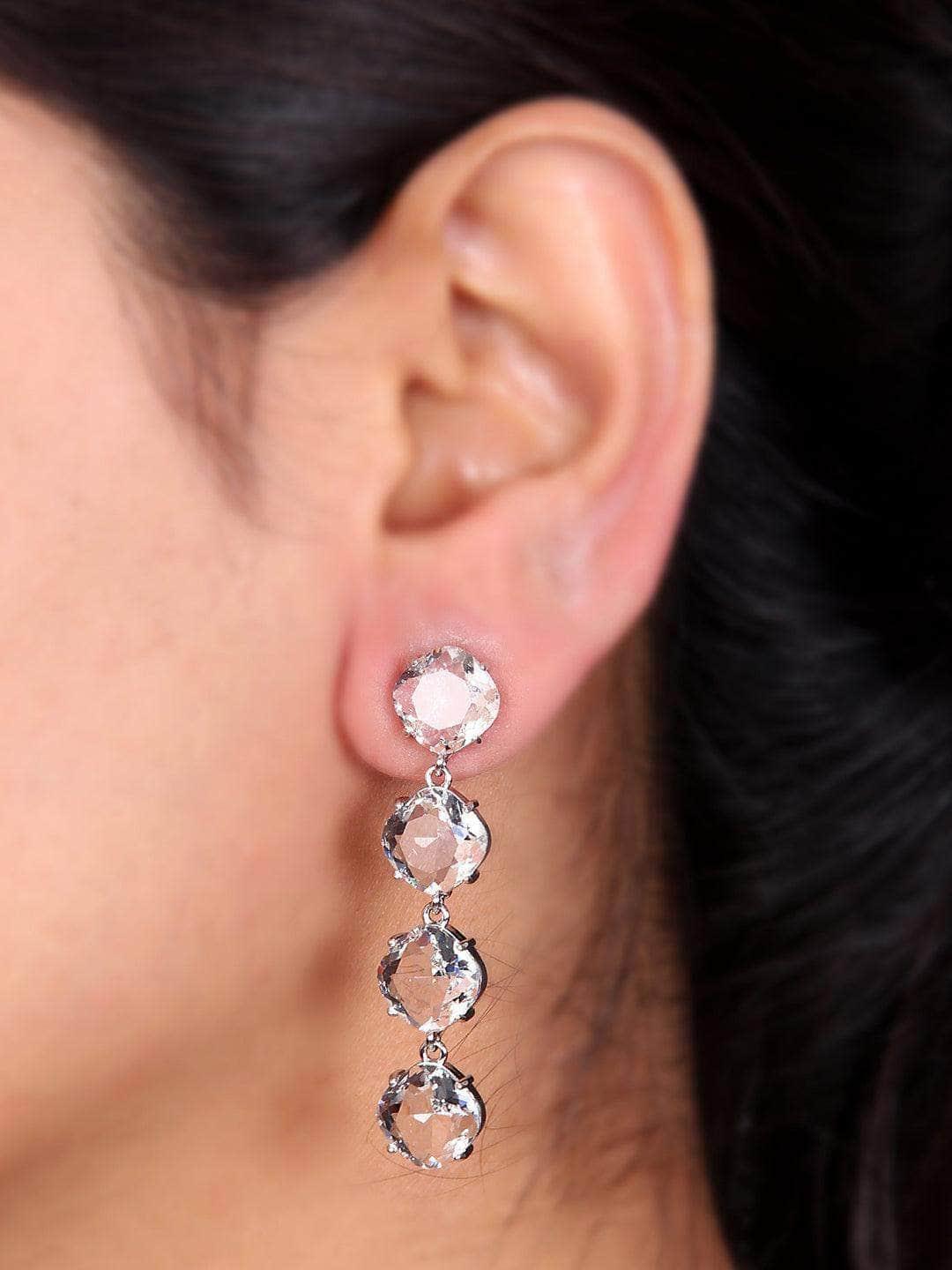 Ishhaara Sai Dhanshika In Embellish Long Earrings - Silver