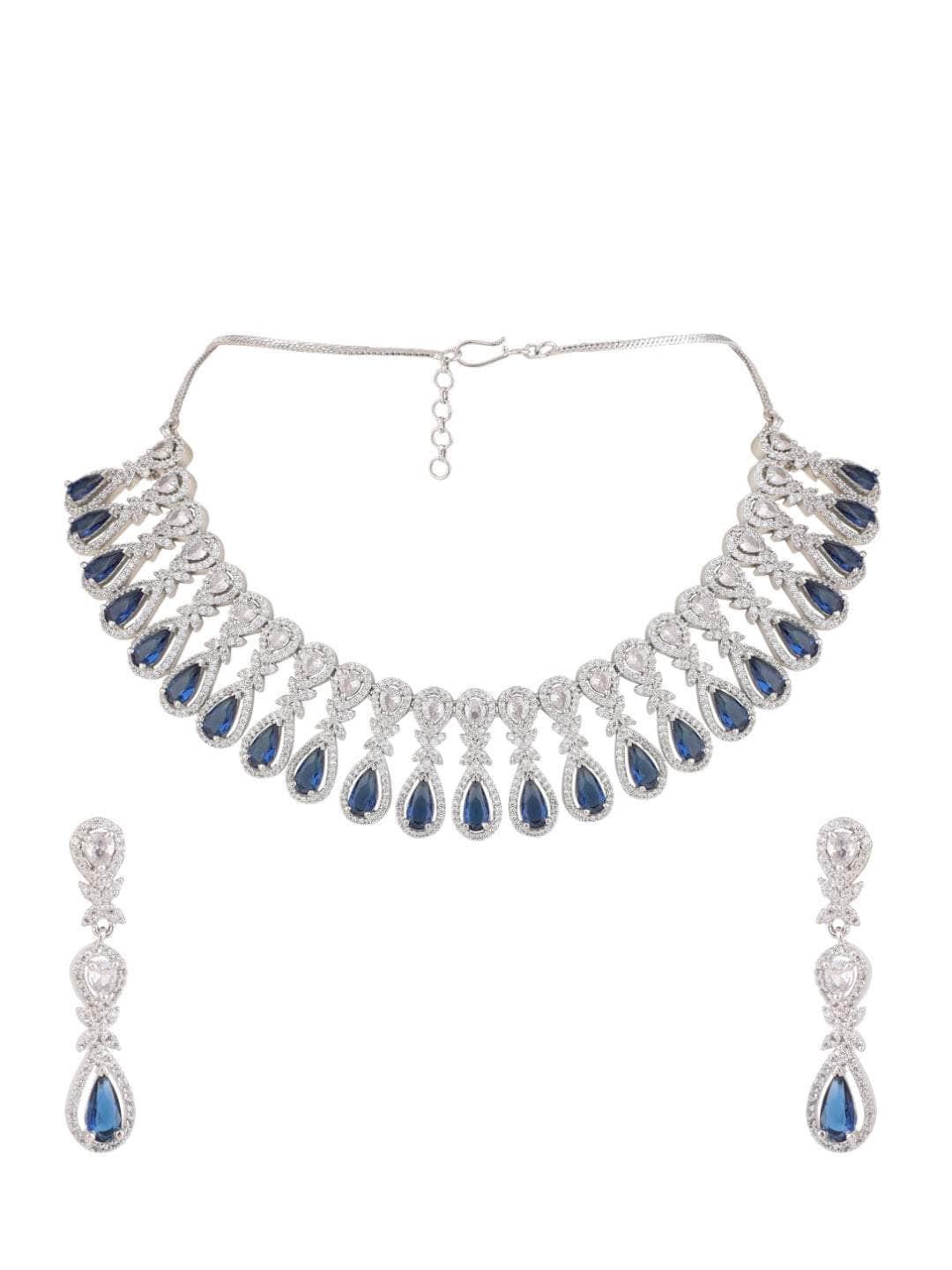 Ishhaara Sapphire Ad Brass Necklace Set