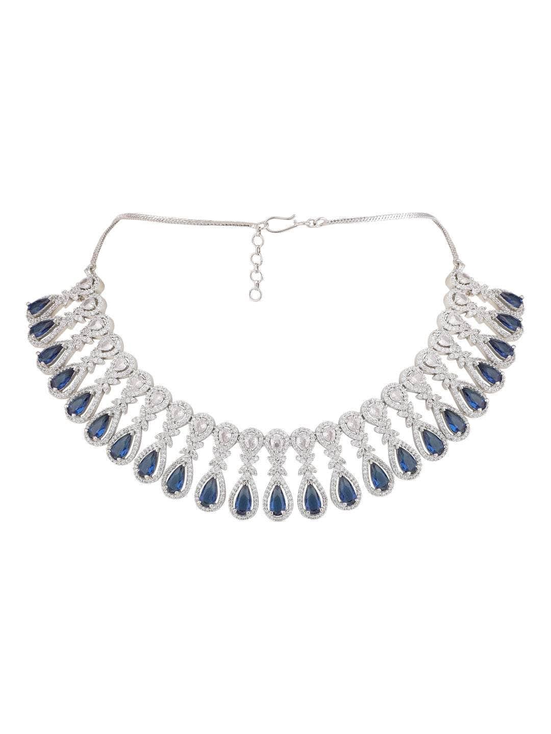 Ishhaara Sapphire Ad Brass Necklace Set