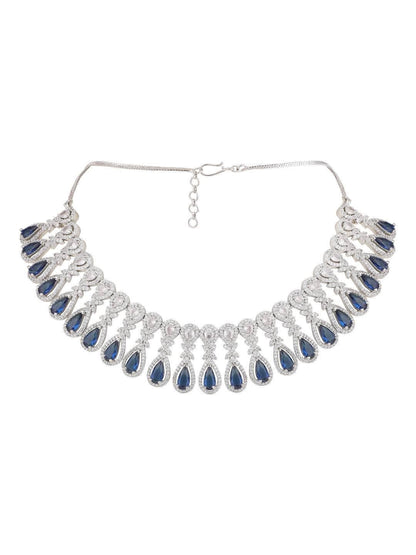 Ishhaara Sapphire Ad Brass Necklace Set