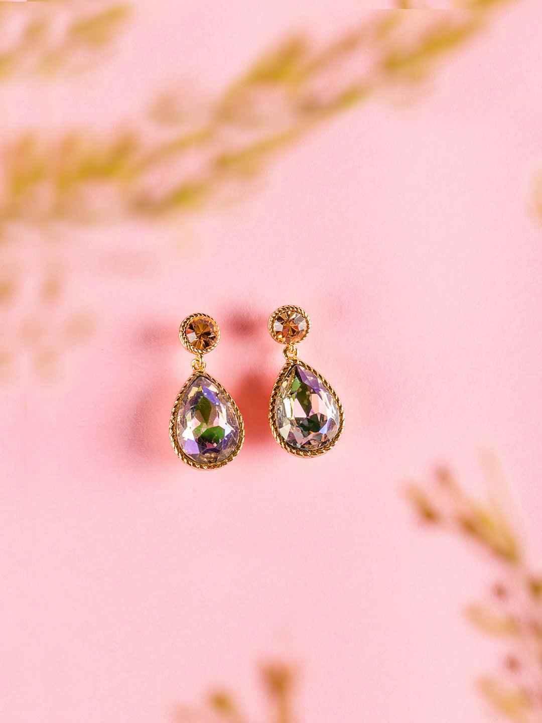 Ishhaara Sapphire Drop Earrings Peach