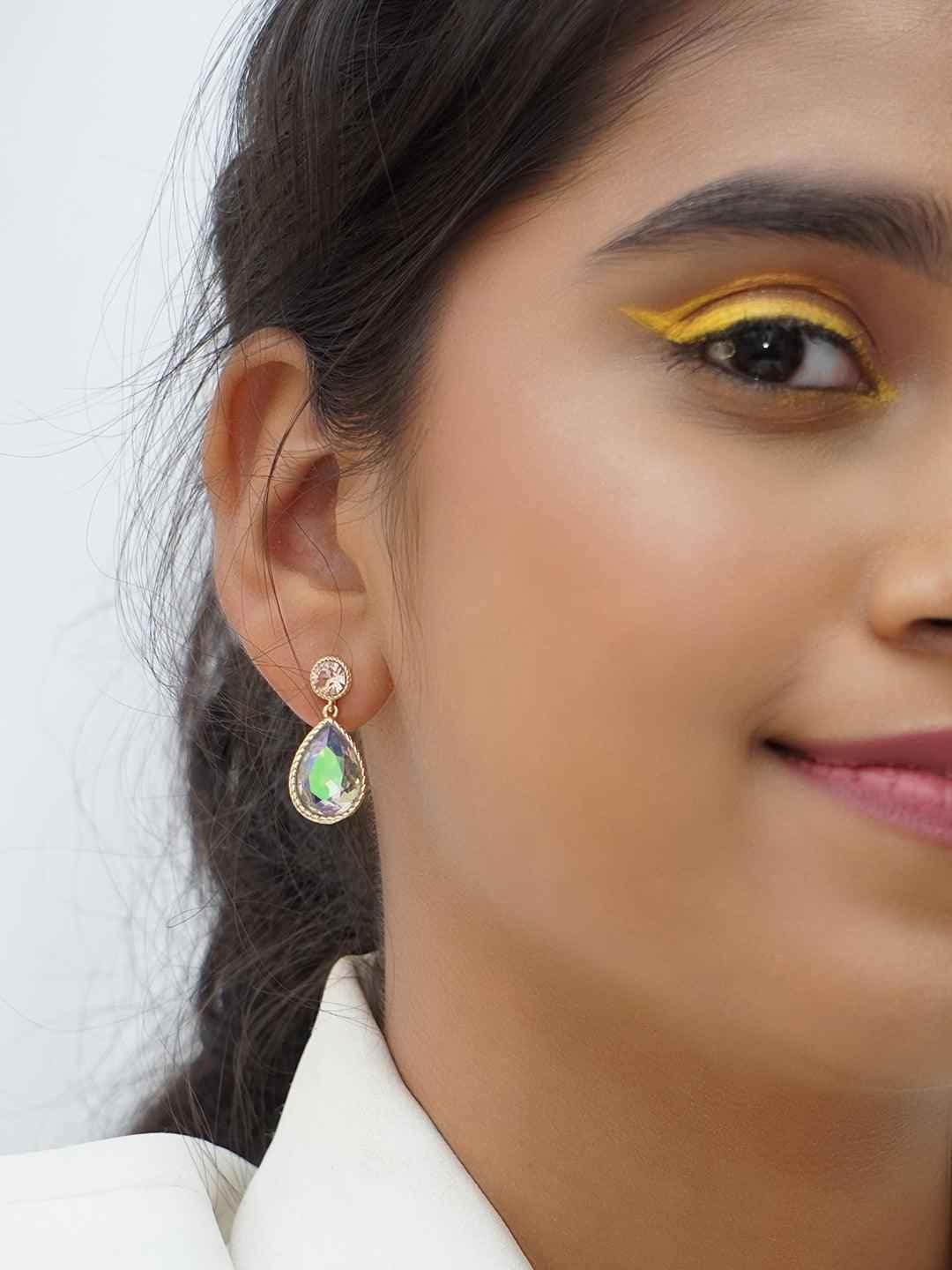 Ishhaara Sapphire Drop Earrings Peach