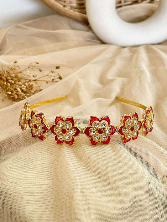 Ishhaara Star Shaped Self Design Kundan Studded Hairband