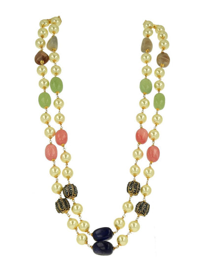 Ishhaara Semi Precious And Shell Peal Double Layered Haar