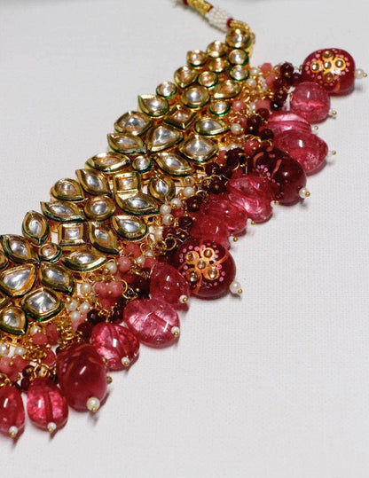Ishhaara Semi Precious Center Stone Choker And Earring Set