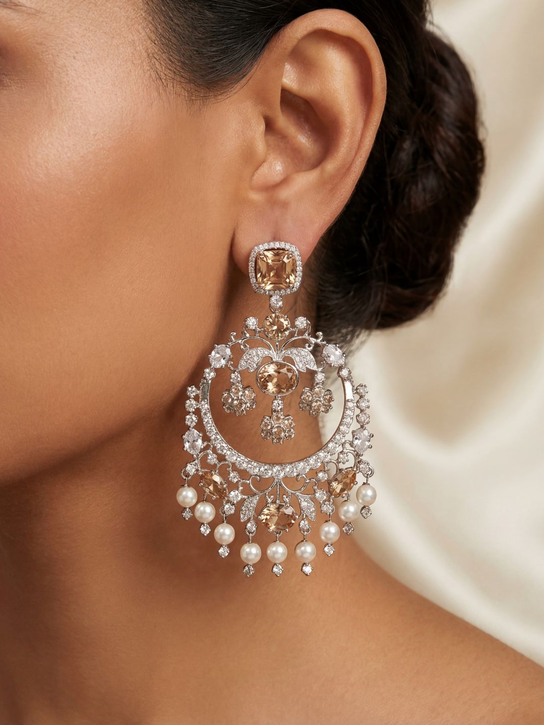 Ishhaara Semi Precious Stone Studded Chandbali Earrings