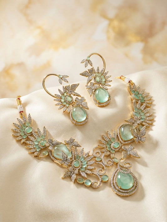 Ishhaara Semi Precious Stone Studded Floral Jwellery