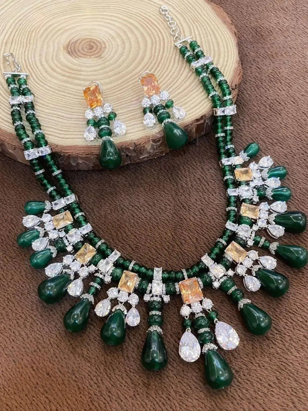 Ishhaara Semi Precious Stone Studded Fusion Necklace
