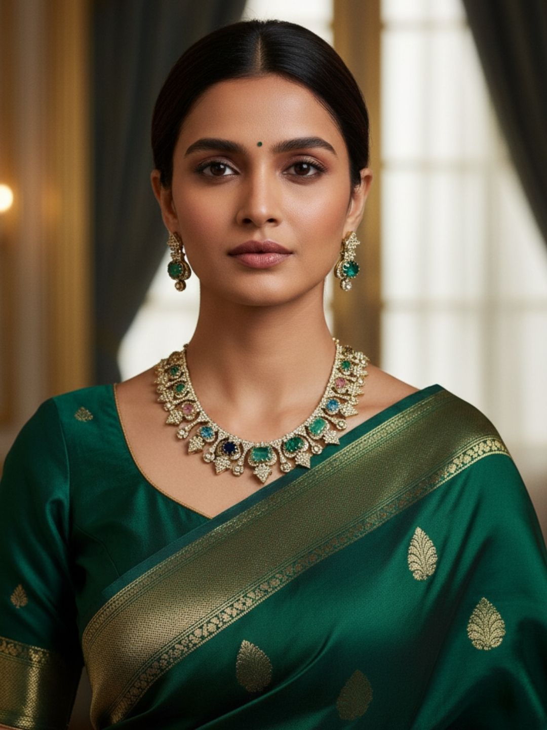 Ishhaara Semi Precious Stone Studded Indo Western Necklace