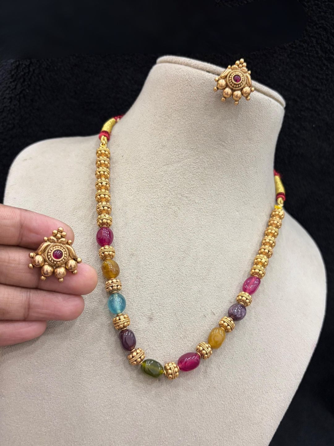 Ishhaara Semiprecious Beads Mala Set