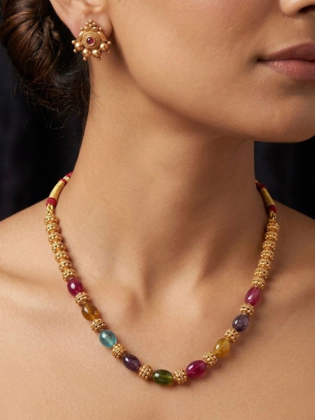 Ishhaara Semiprecious Beads Mala Set