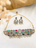 Ishhaara Semiprecious Stones Studded Bridal Choker Necklace