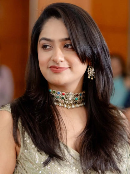 Ishhaara Semiprecious Stones Studded Bridal Choker Necklace