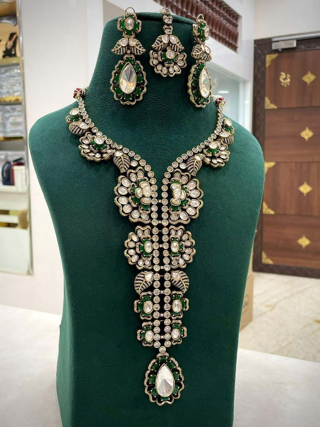 Ishhaara Semiprecious Stones Studded Victorian Long Necklace