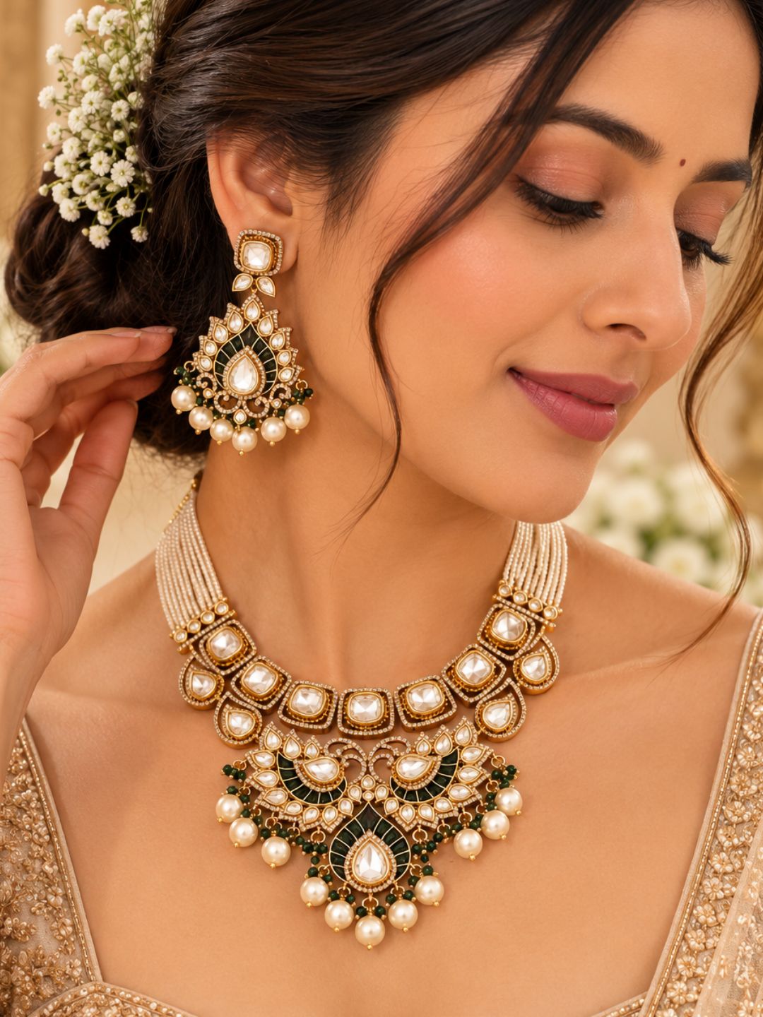 Ishhaara Serenity Polki Choker Necklace Set