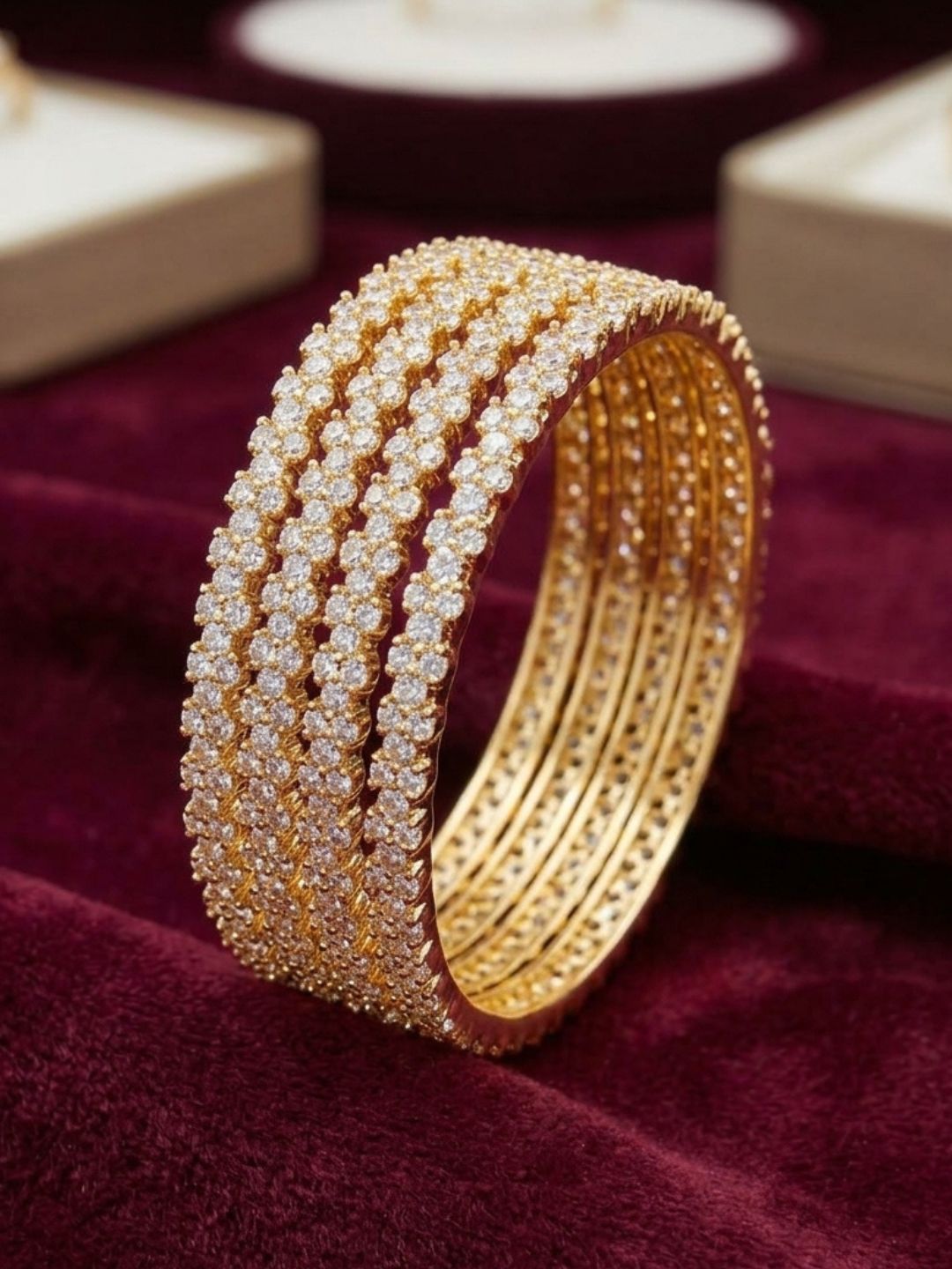 Ishhaara Set Of 4 Ad Flower Design Bangles