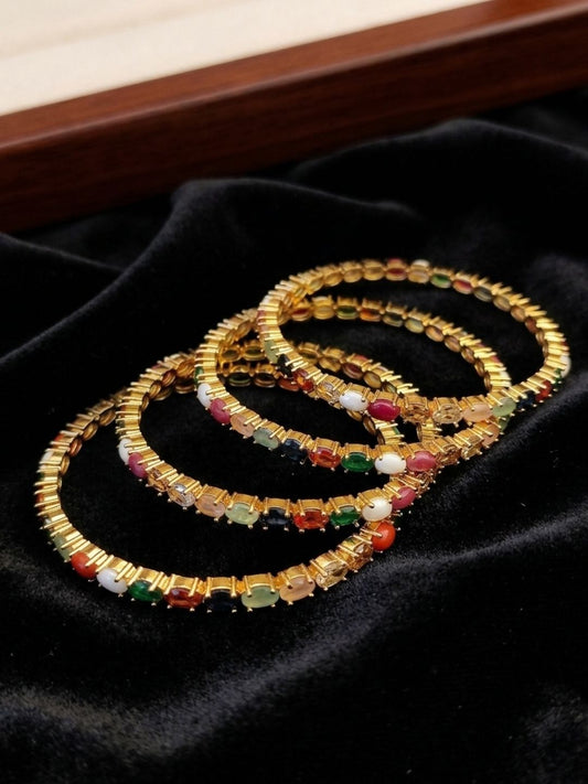 Ishhaara Set Of 4 Navaratna Stone Bangles