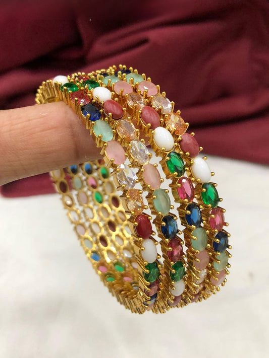 Ishhaara Set Of 4 Navaratna Stone Bangles