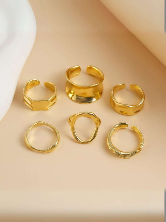 Ishhaara Set Of Six Stainless Steel Ring