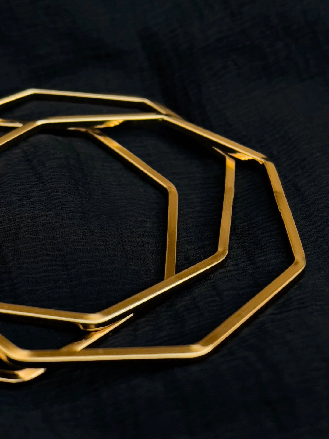 Ishhaara Set Of Three Hexagon Shaped Gold Bangle