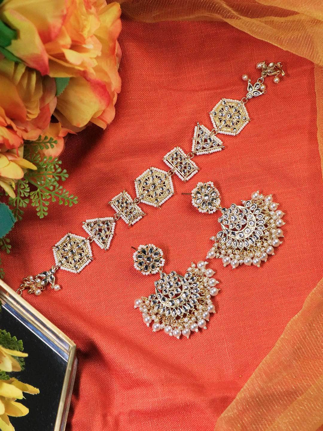 Ishhaara Sheesh pati and Classic Chandbali Earrings Set