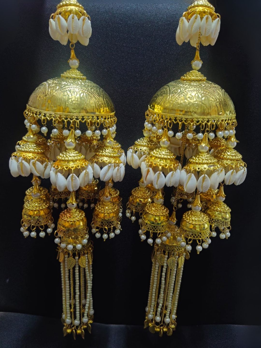 Ishhaara Shells Studded Punjabi Traditional Wedding Jhumka Kaleera