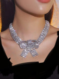Ishhaara Shine Bow Necklace And Bow Earring Set