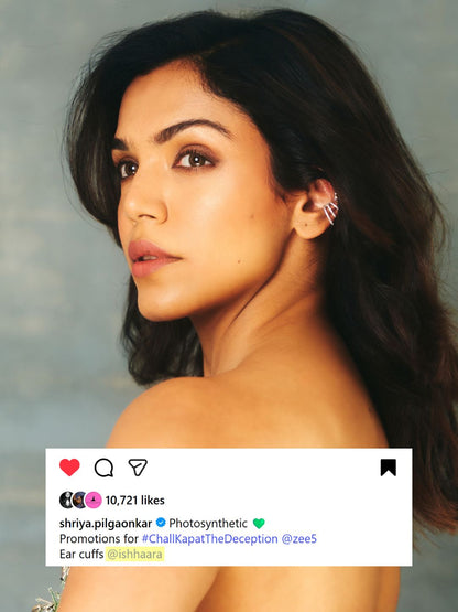 Ishhaara Shriya Pilgaonkar In Silver Plated Dainty Textured Earcuff.