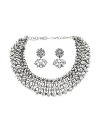 Ishhaara Shruti Shetty In Diamond Choker With Earrings Silver