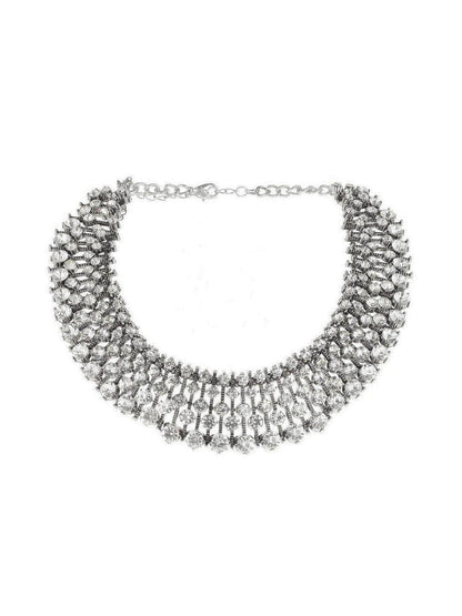 Ishhaara Shruti Shetty In Diamond Choker With Earrings Silver