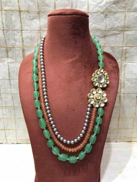 Ishhaara Side Dual Kundan Pendant Necklace