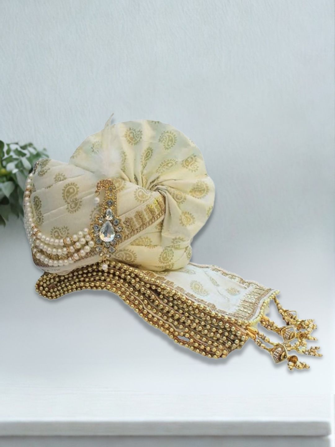 Ishhaara Silk Paisley Printed Groom Safa Shawl Stole Set