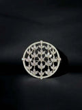 Ishhaara Silver Antique Victorian Rose Cut Diamond Circle Brooch