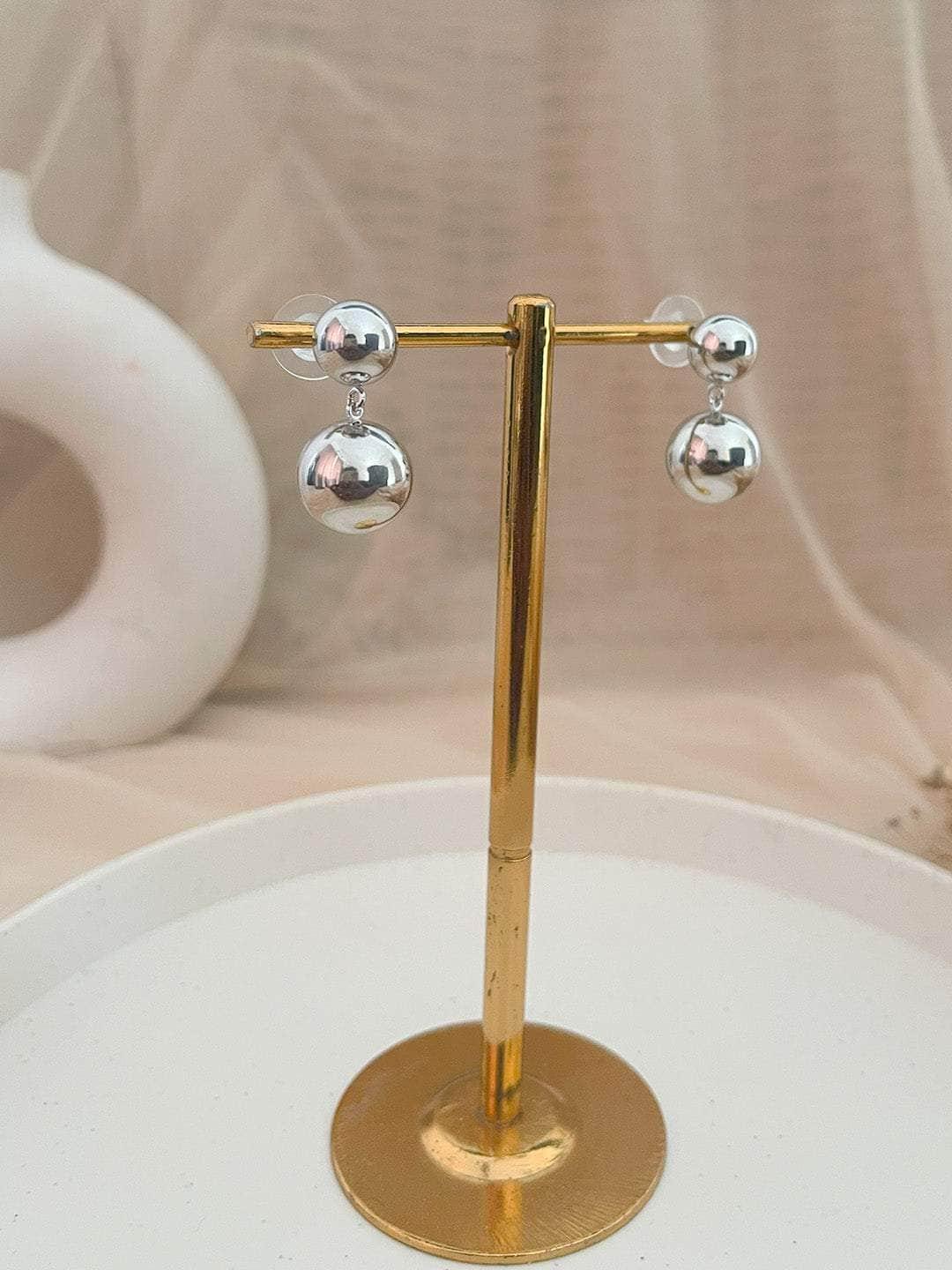 Ishhaara Silver Ball Dangling Studs