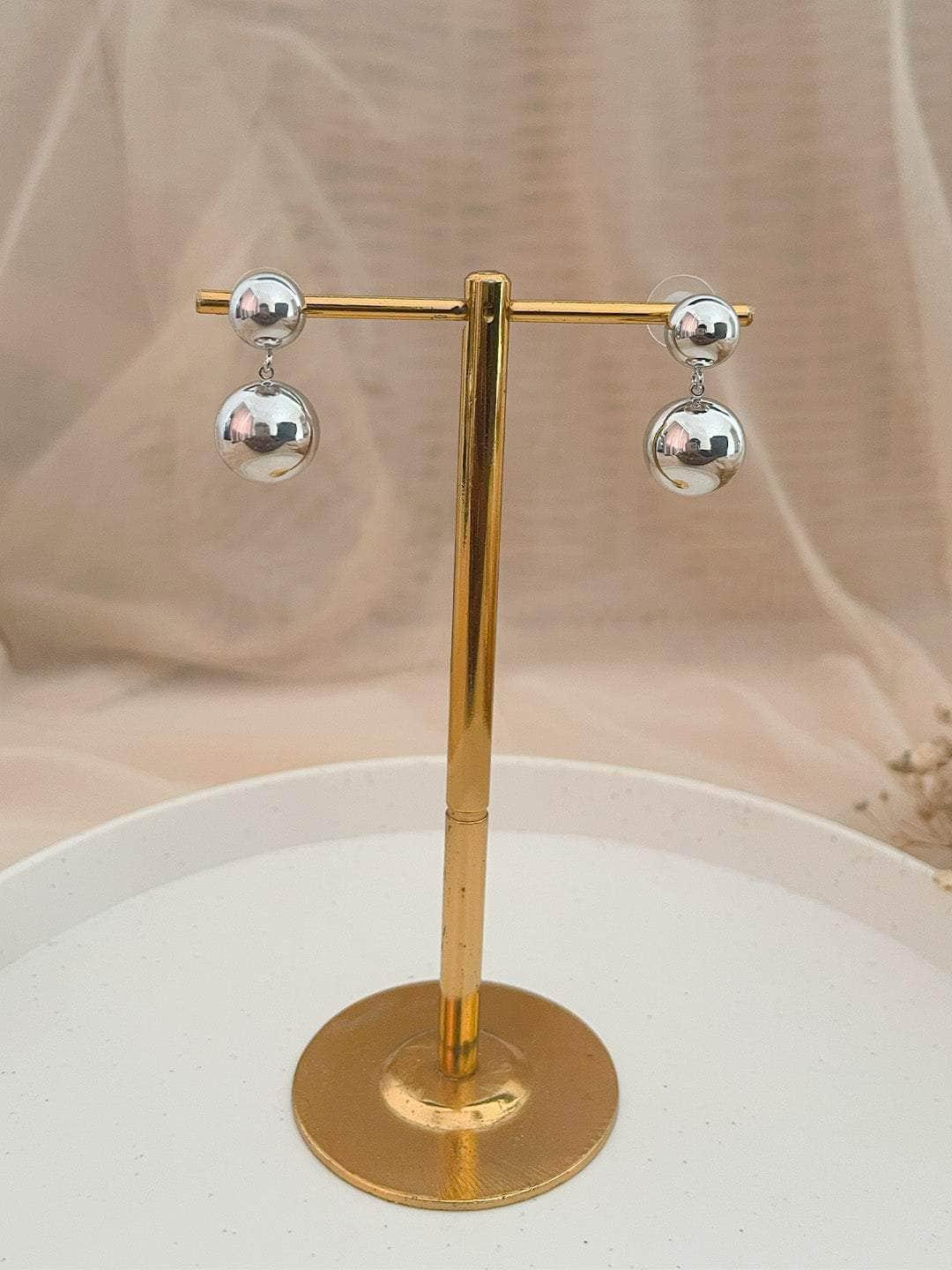 Ishhaara Silver Ball Dangling Studs