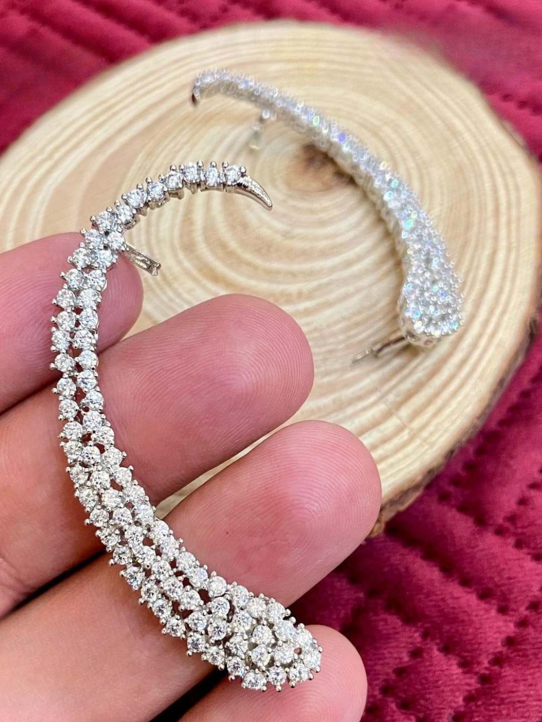 Ishhaara Silver Cubic Zirconia Ear Cuffs