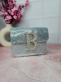 Ishhaara Silver Designer Initial Clutch Bag