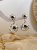 Ishhaara Silver Double Sphere Pierced Earrings