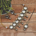 Ishhaara Silver Dual Tonned Big Kundan Choker Necklace Set