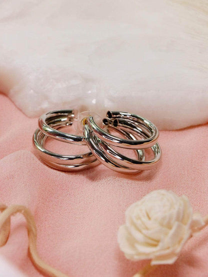 Ishhaara Kusha Kapila Silver Triple Hoop Earrings