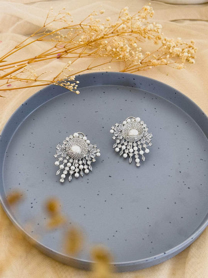 Ishhaara Noir Earrings With Glinting Swarovski Stones