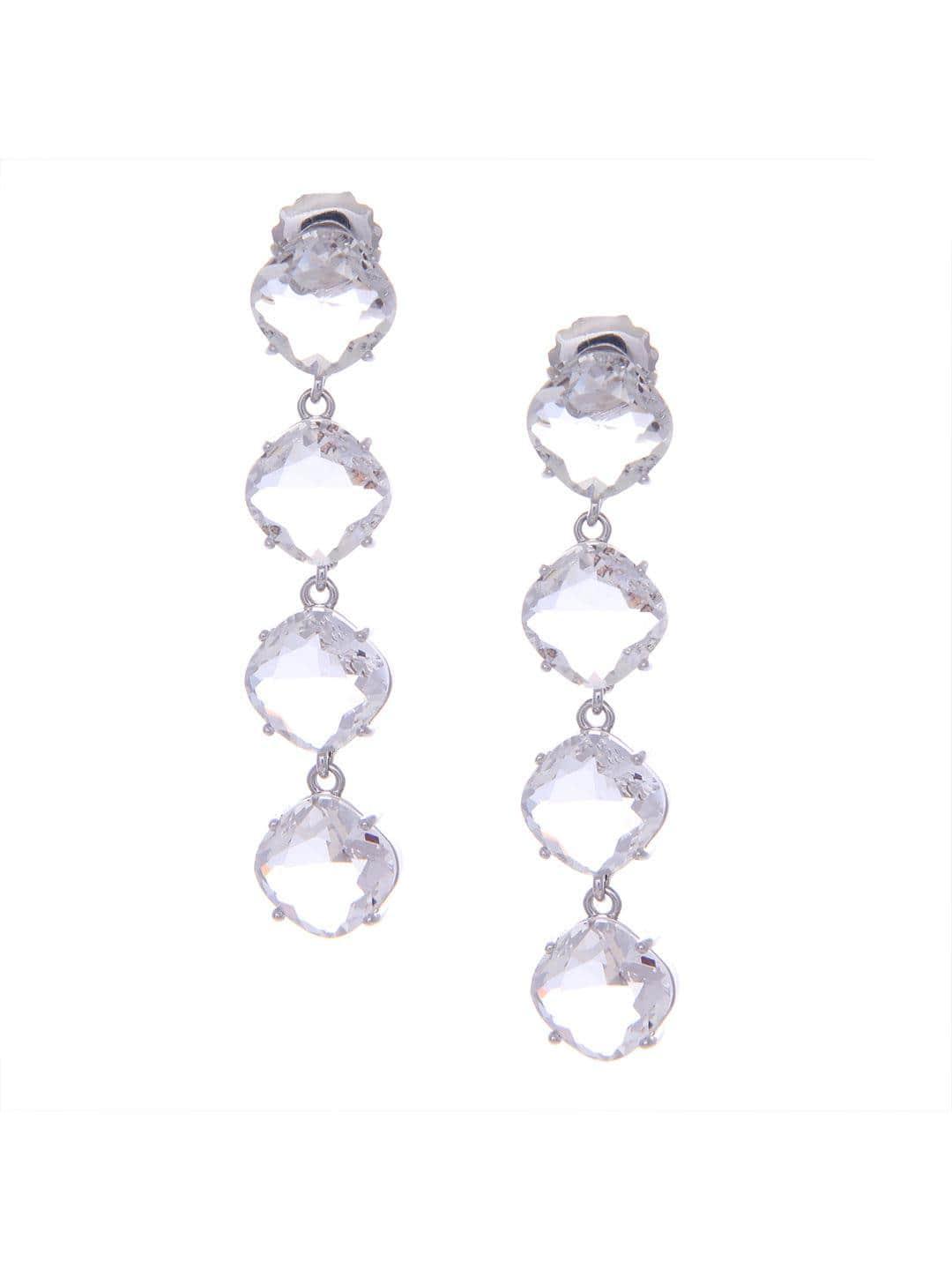 Ishhaara Nushrratt Bharuccha In Embellish Long Earrings Silver