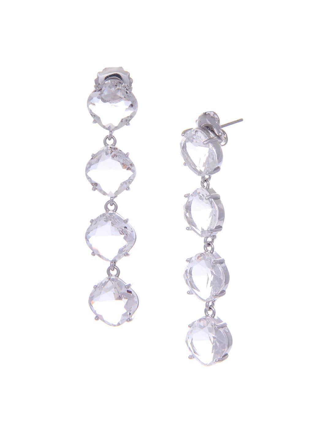 Ishhaara Nushrratt Bharuccha In Embellish Long Earrings Silver