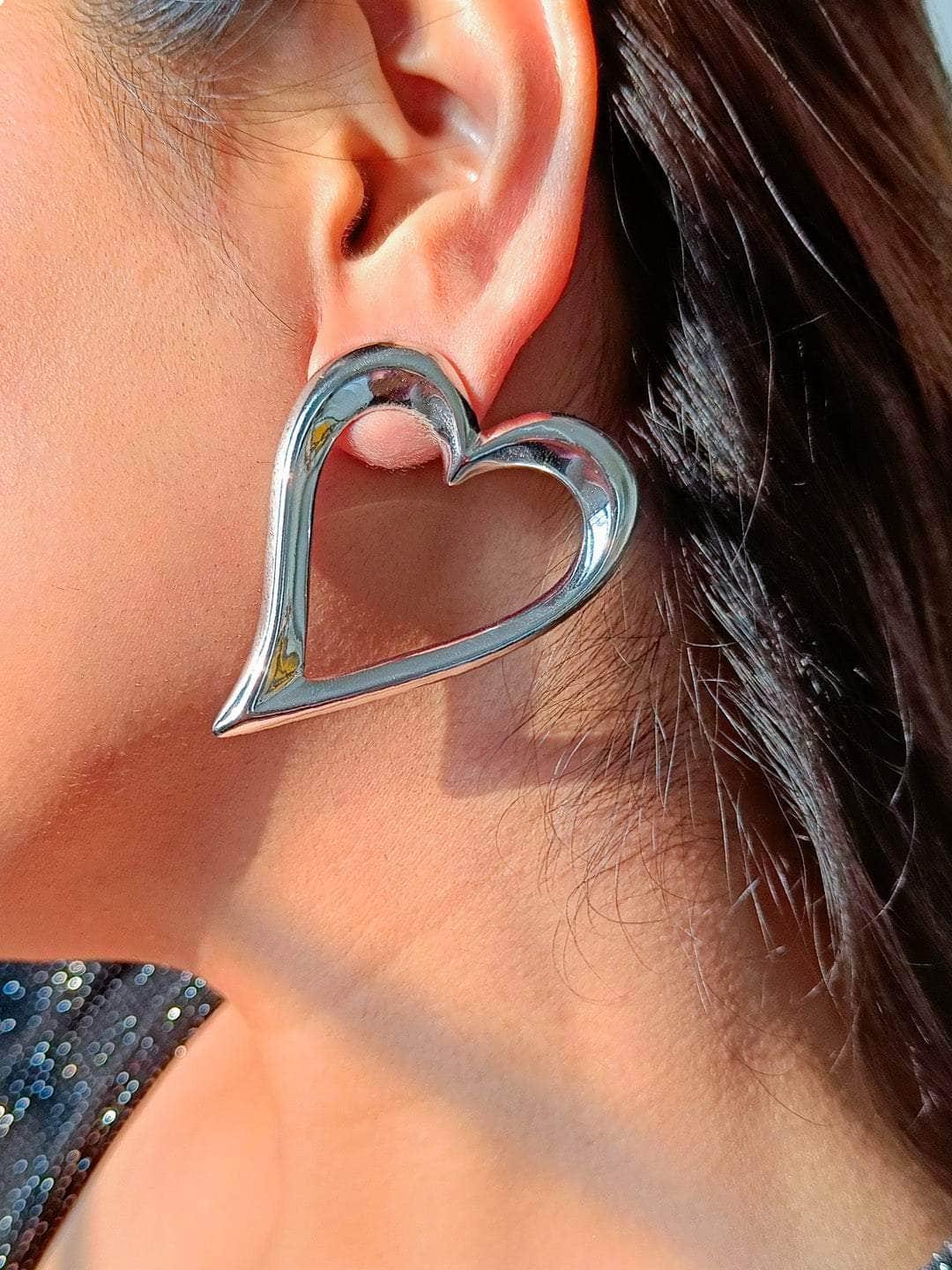 Ishhaara Silver Open Heart Earrings