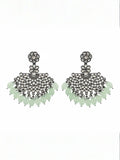 Ishhaara Silver Plated Stone Studded And Beaded Drop Earrings