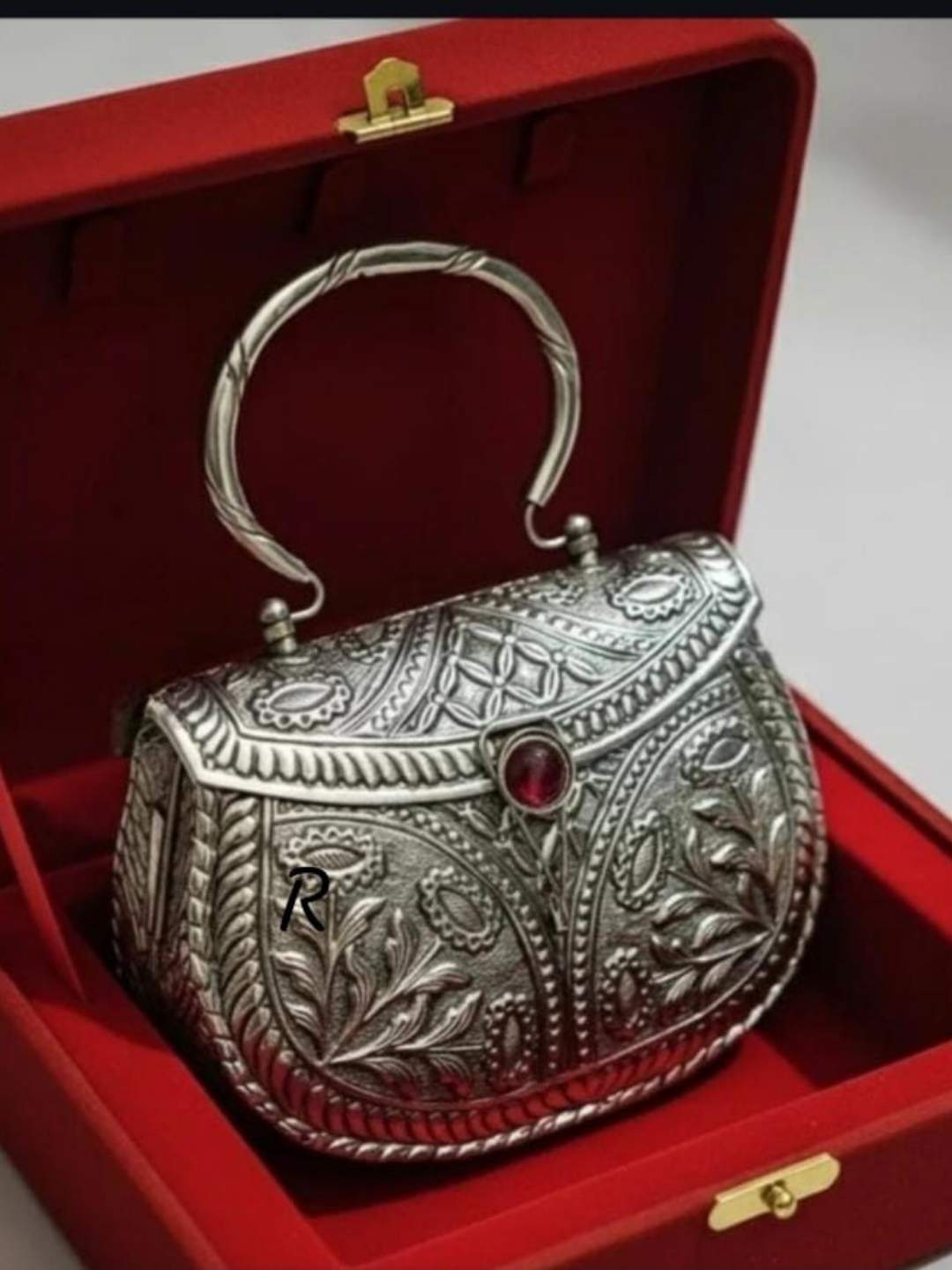 Ishhaara Silver Platted Meenakari Handel Clutch